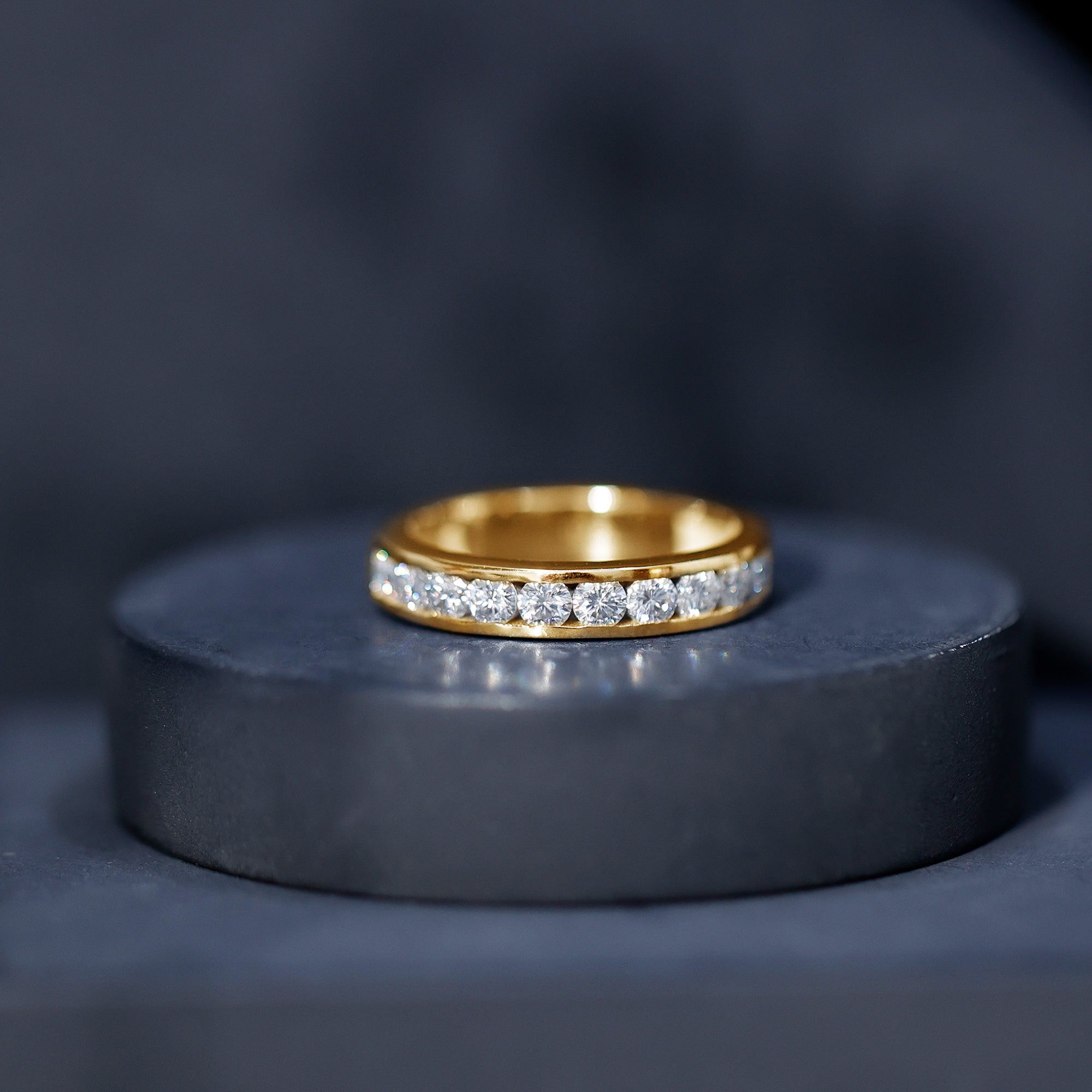 Channel Set Moissanite Half Eternity Band
