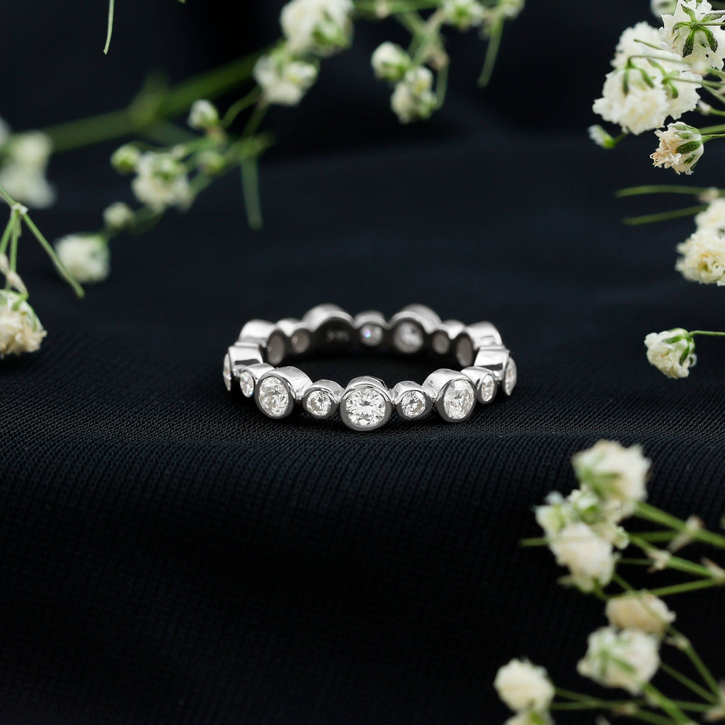 Certified Round Cut Moissanite Eternity Stackable Ring For Her