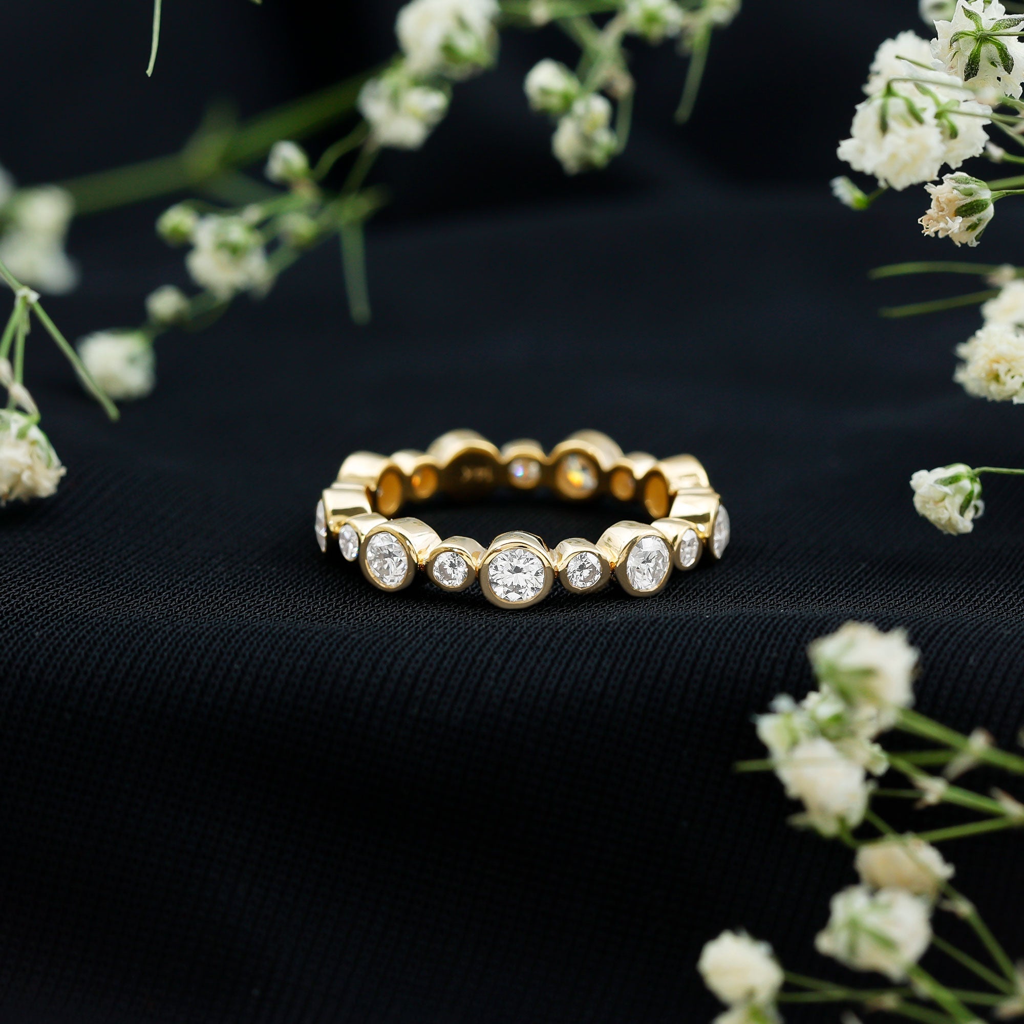 Certified Round Cut Moissanite Eternity Stackable Ring For Her