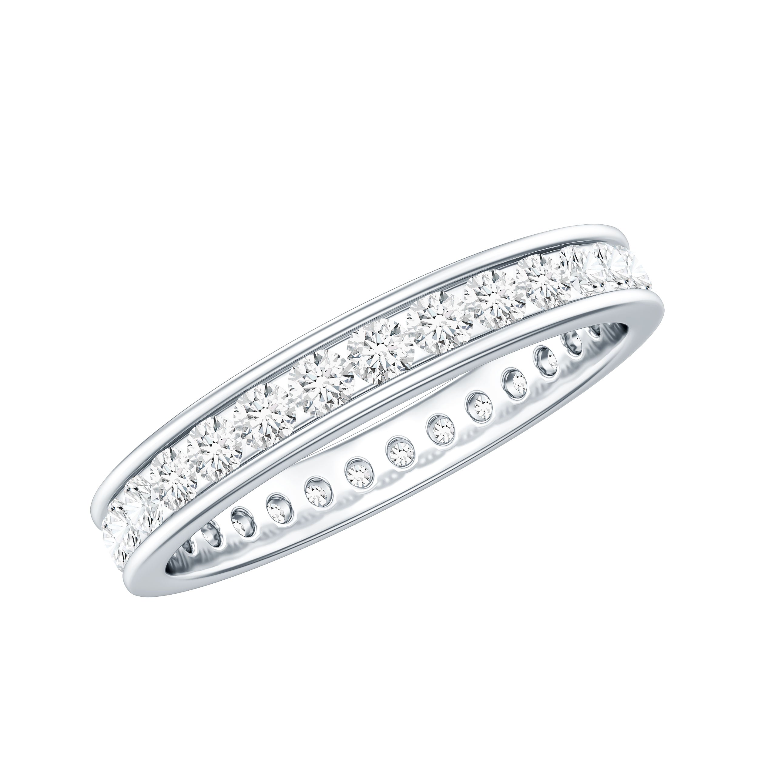 Channel Set Round Moissanite Full Eternity Band Ring