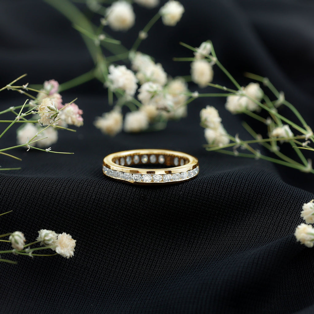 Channel Set Round Moissanite Full Eternity Band Ring