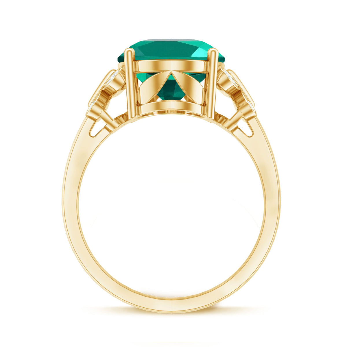 Certified 6 Carat Lab Grown Emerald Statement Engagement Ring with Diamond