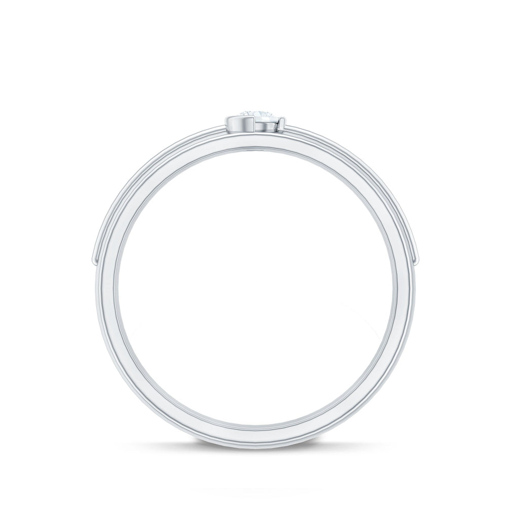Bezel Set Round Moissanite Mens Wedding Band Ring