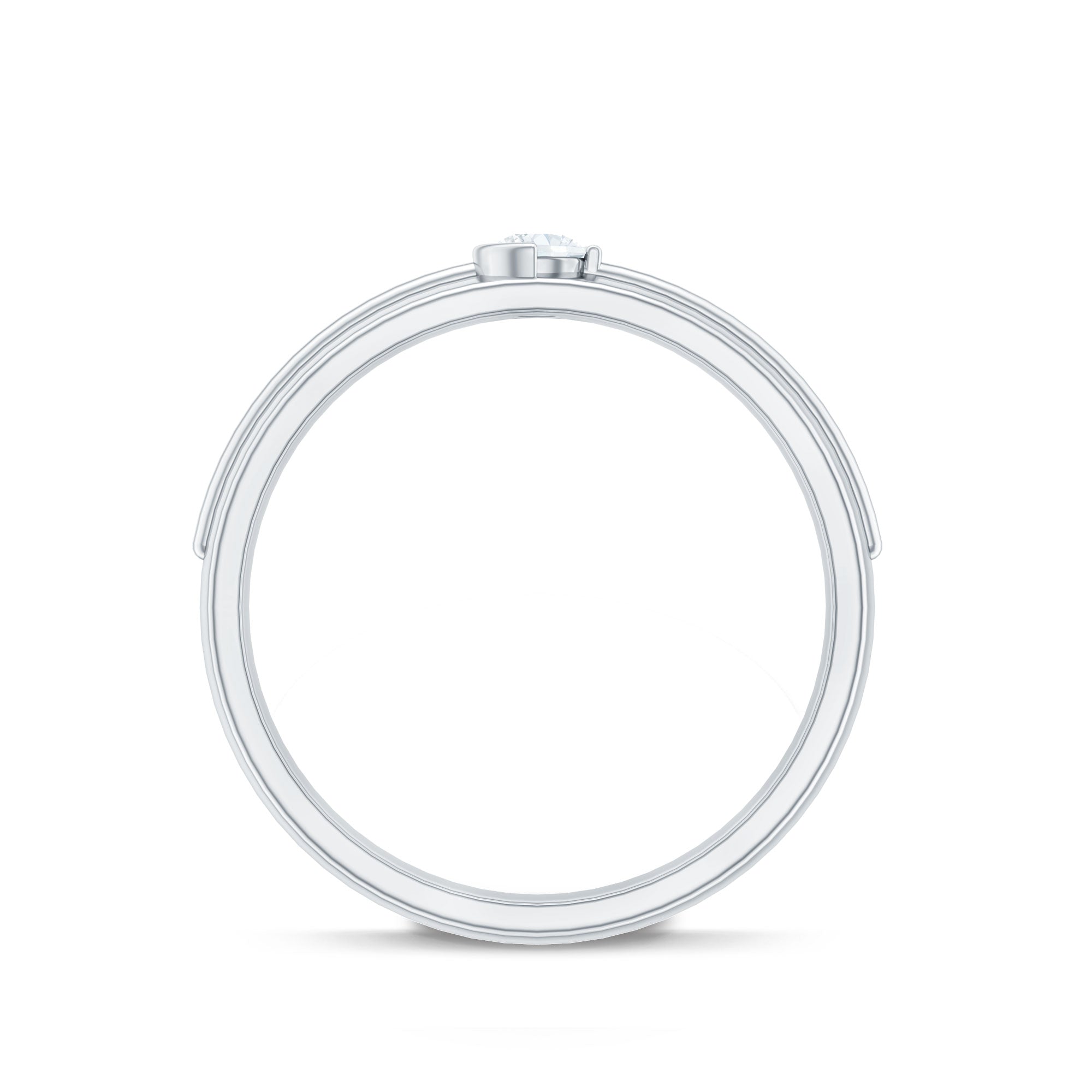 Bezel Set Round Moissanite Mens Wedding Band Ring