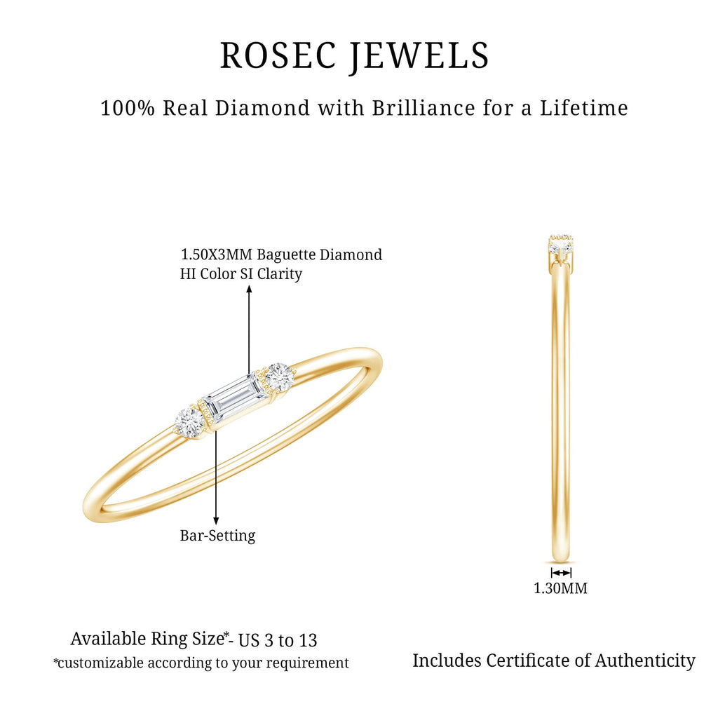 Minimalist Baguette and Round Diamond Promise Ring