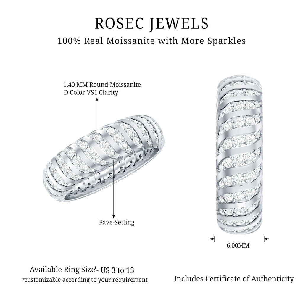 Pave Set Certified Moissanite Wedding Anniversary Band