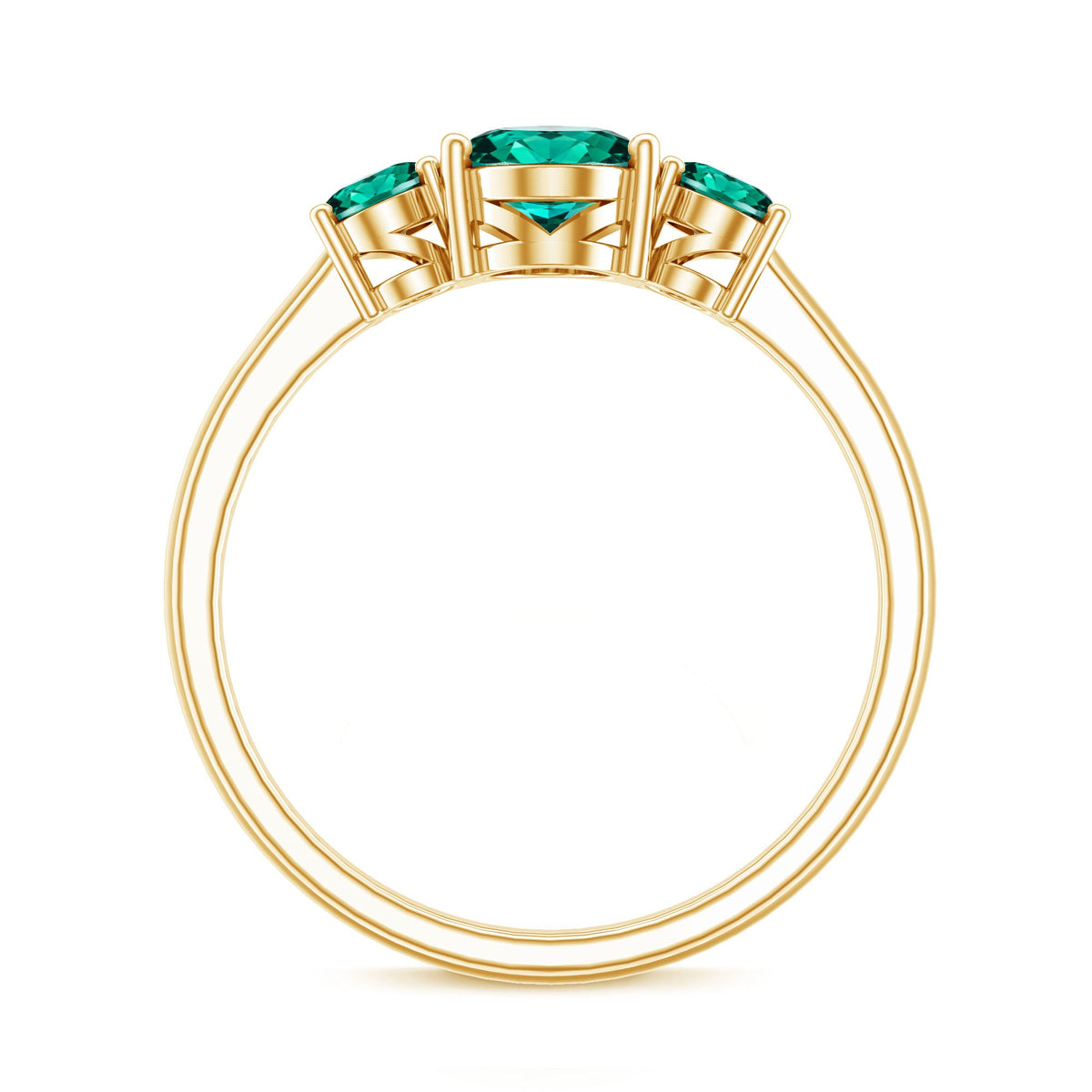 AAAA Quality Oval Cut Lab Created Emerald Three Stone Ring for Women