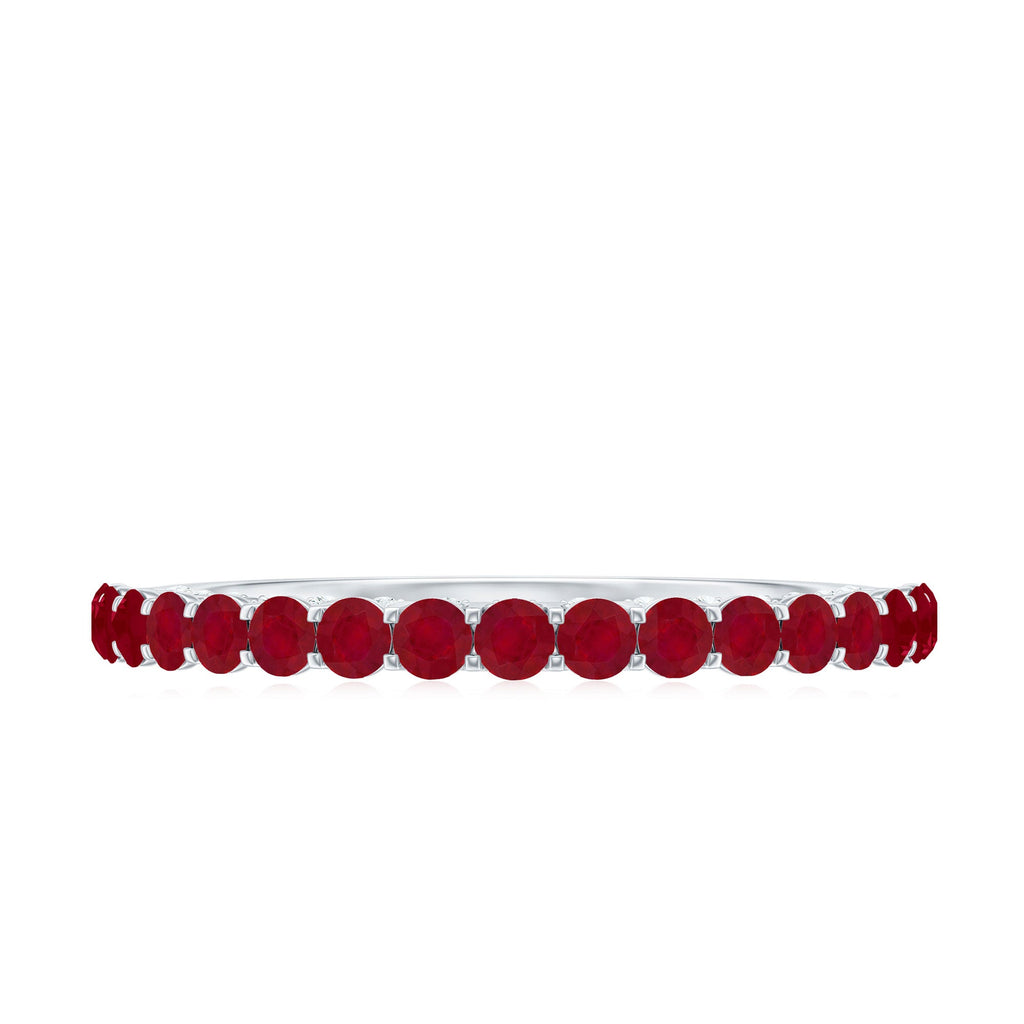 Genuine Ruby Half Eternity Ring with Diamond