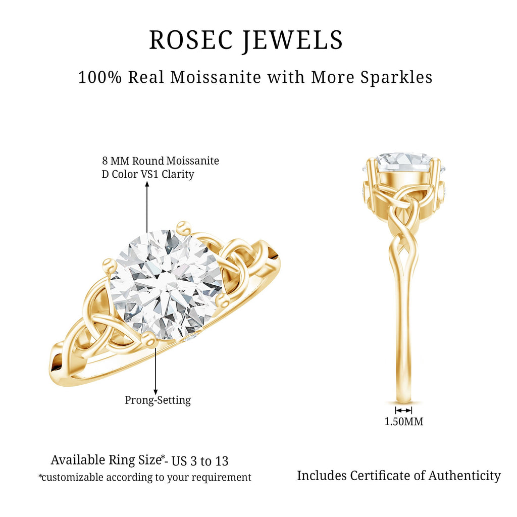 Certified Solitaire Moissanite Celtic Design Engagement Ring