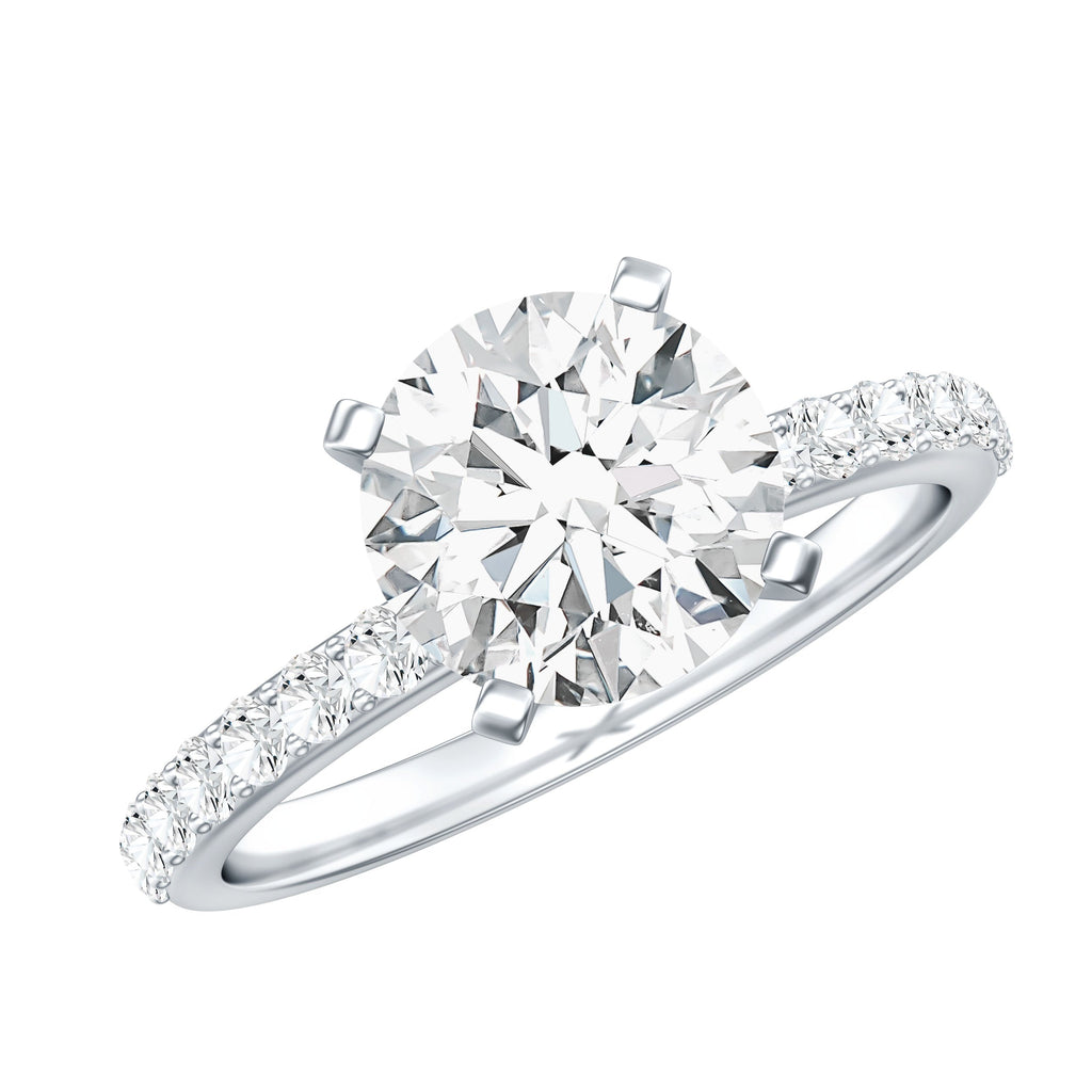 Certified 2 Carat Moissanite Solitaire Engagement Ring in Silver
