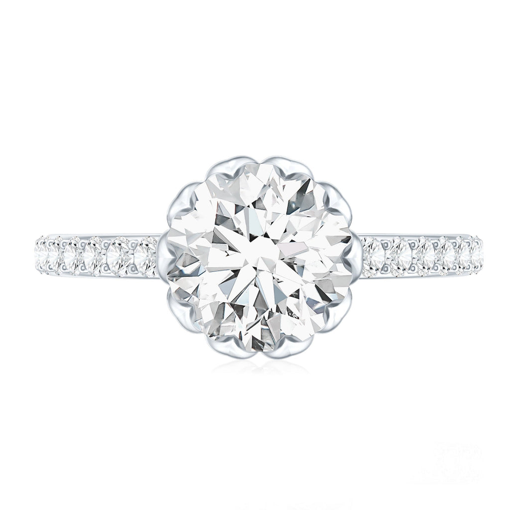 Lotus Basket Set Moissanite Engagement Ring with Certificate