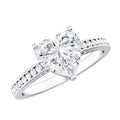 Moissanite 2 Carat Heart Engagement Ring with Side Stones