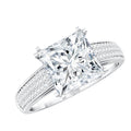 3 Carat Princess Cut Moissanite Side Stone Engagement Ring