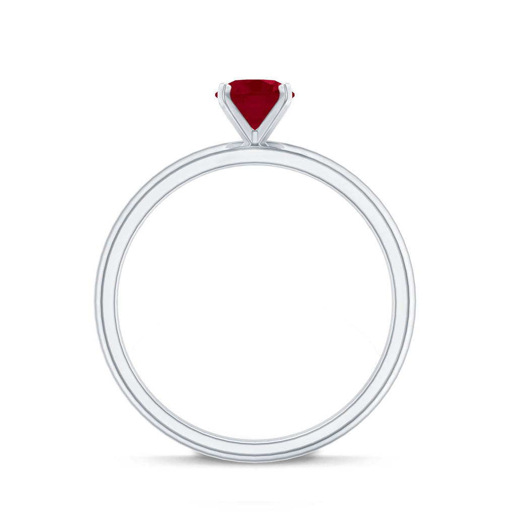 0.6 Carat July Birthstone Ruby Solitaire Ring in Peg Head Setting