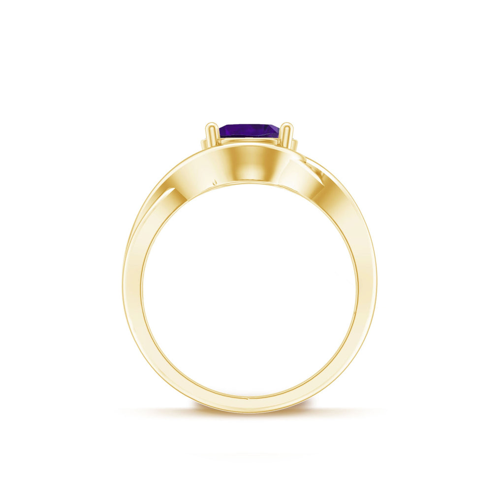 Real February Birthstone Amethyst Promise Ring with Crossover Shank