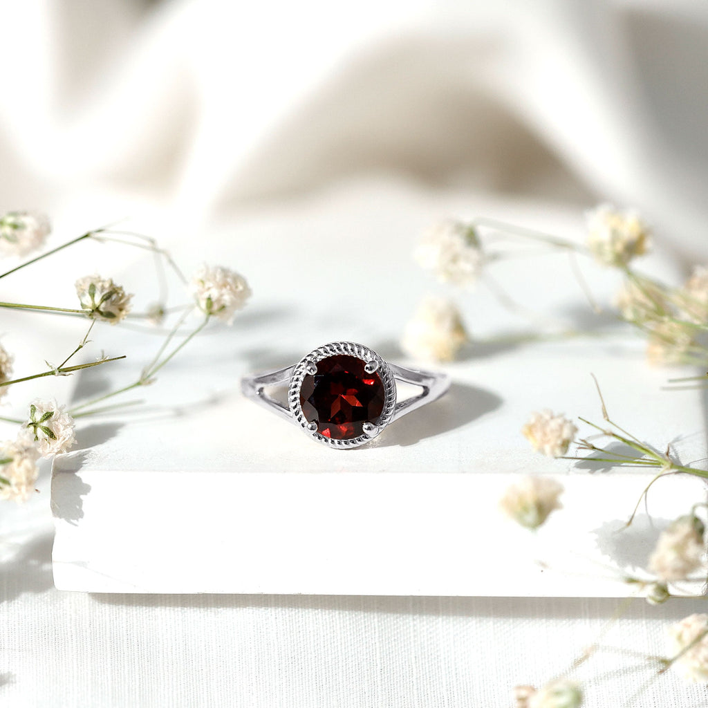 2.3 Carat Solitaire Garnet Engagement Ring with Split Shank