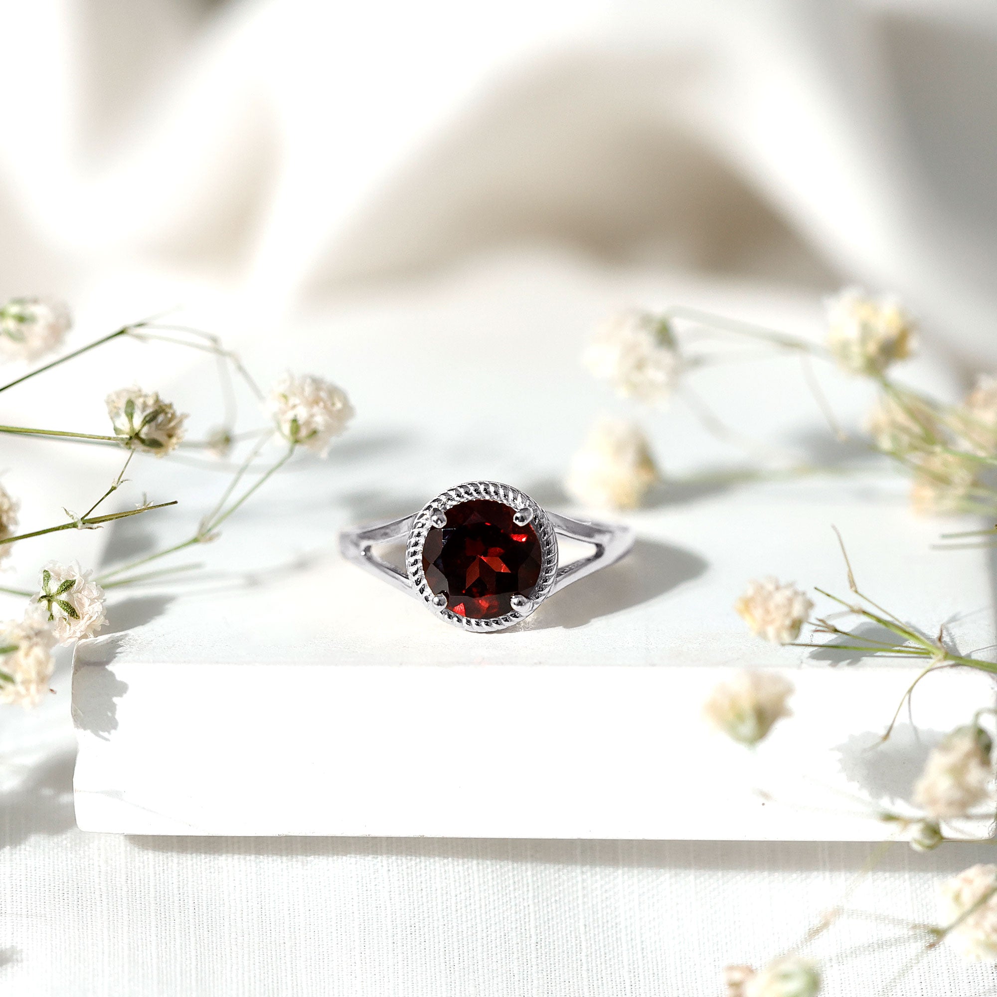 2.3 Carat Solitaire Garnet Engagement Ring with Split Shank