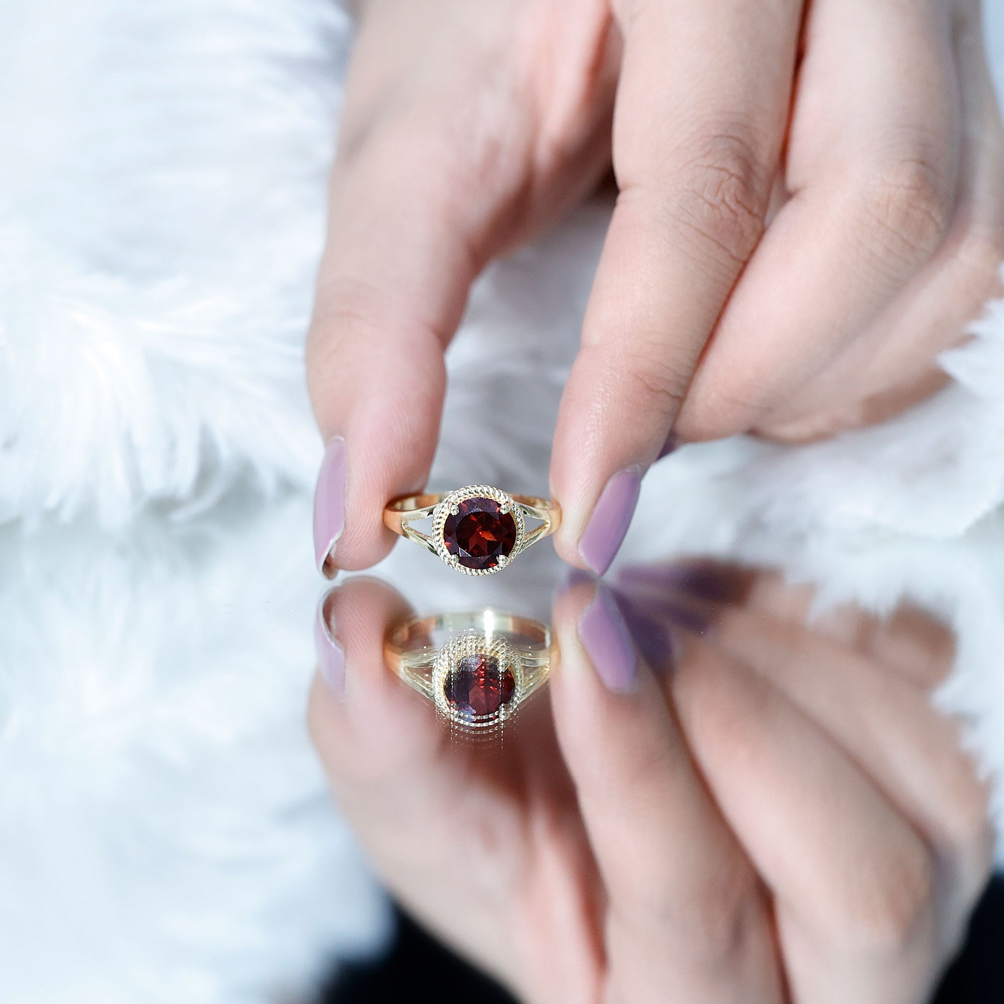 2.3 Carat Solitaire Garnet Engagement Ring with Split Shank