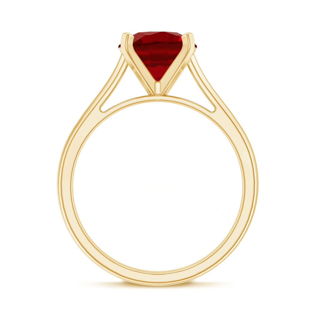 Solitaire 2.3 Carat Round Lab Grown Ruby Cathedral Engagement Ring