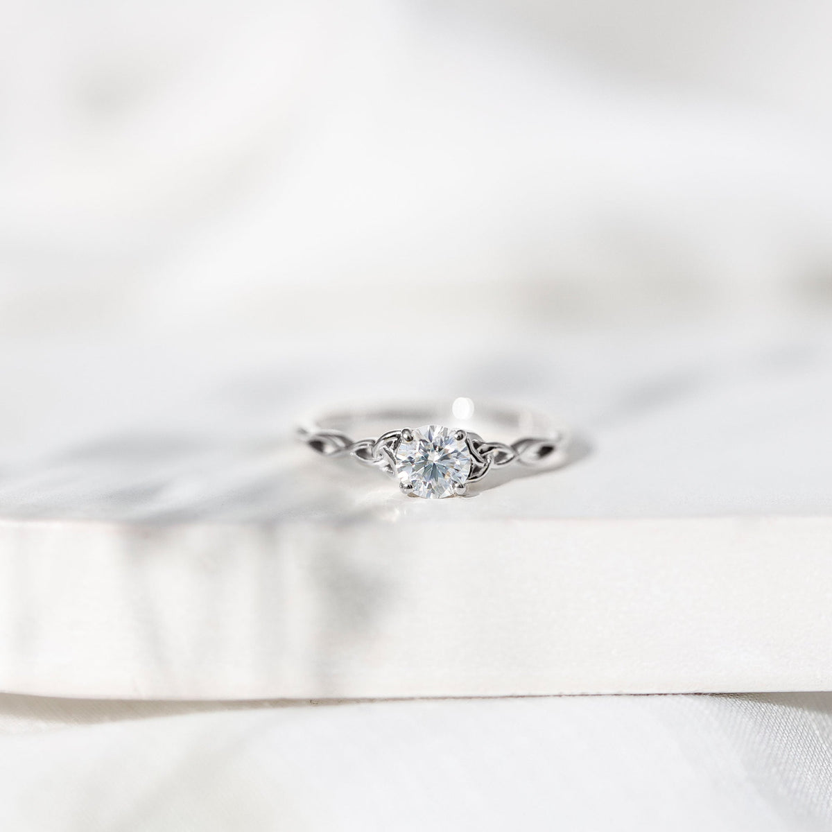 Solitaire Moissanite Celtic Knot Ring for Women