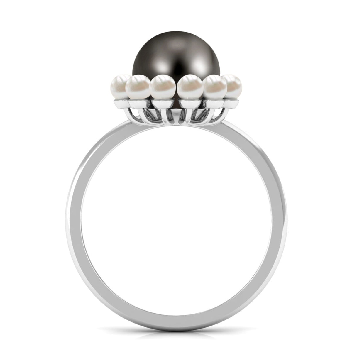 Designer 7.5 Carat Black and White Pearl Half Halo Engagement Ring