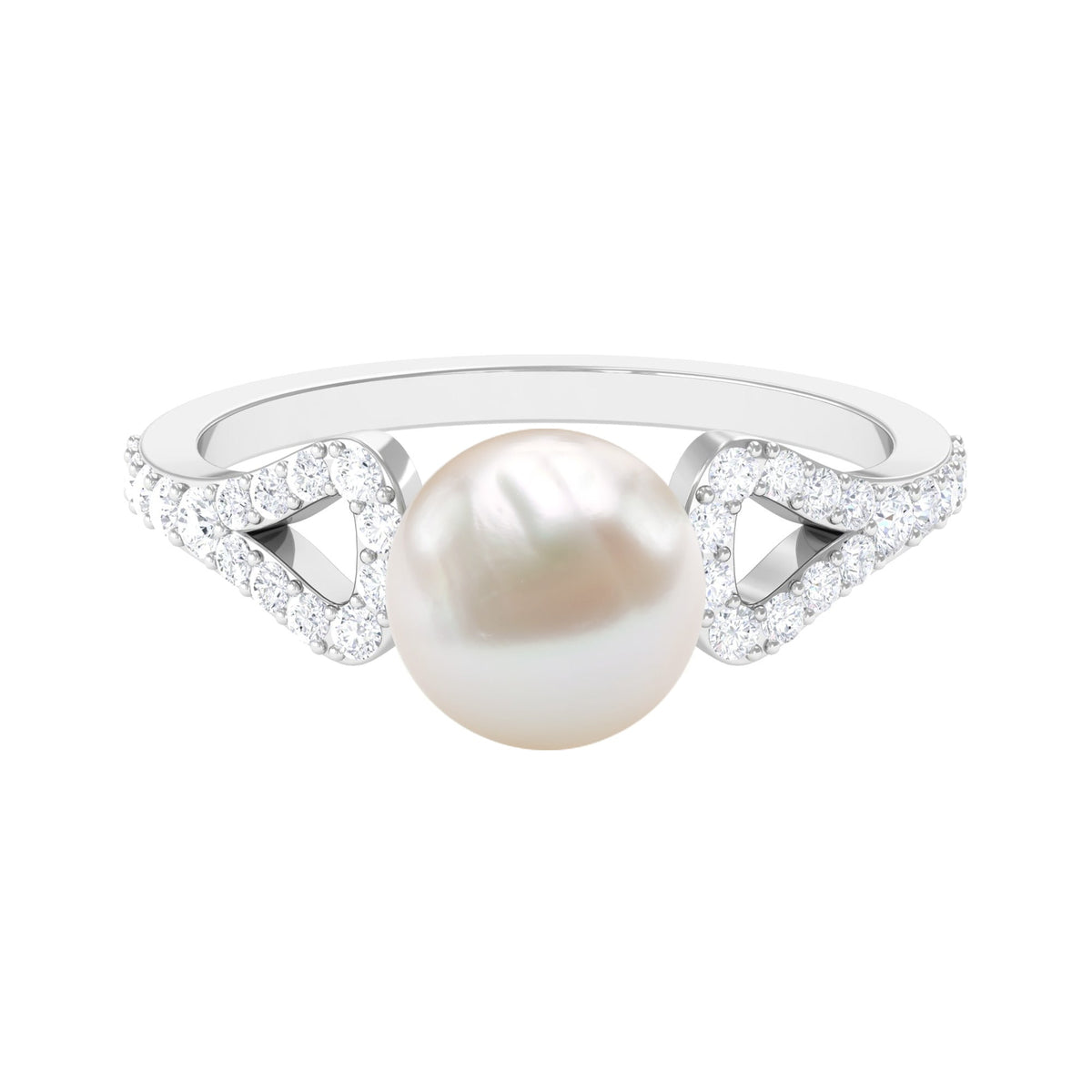 Cultured 7.4 Carat Freshwater Pearl Solitaire Engagement Ring with Diamond