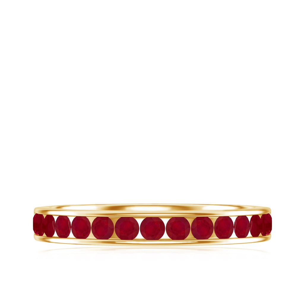 Natural Ruby Half Eternity Anniversary Ring in Channel Set