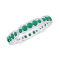 Natural Emerald Eternity Wedding Band with Milgrain Detail