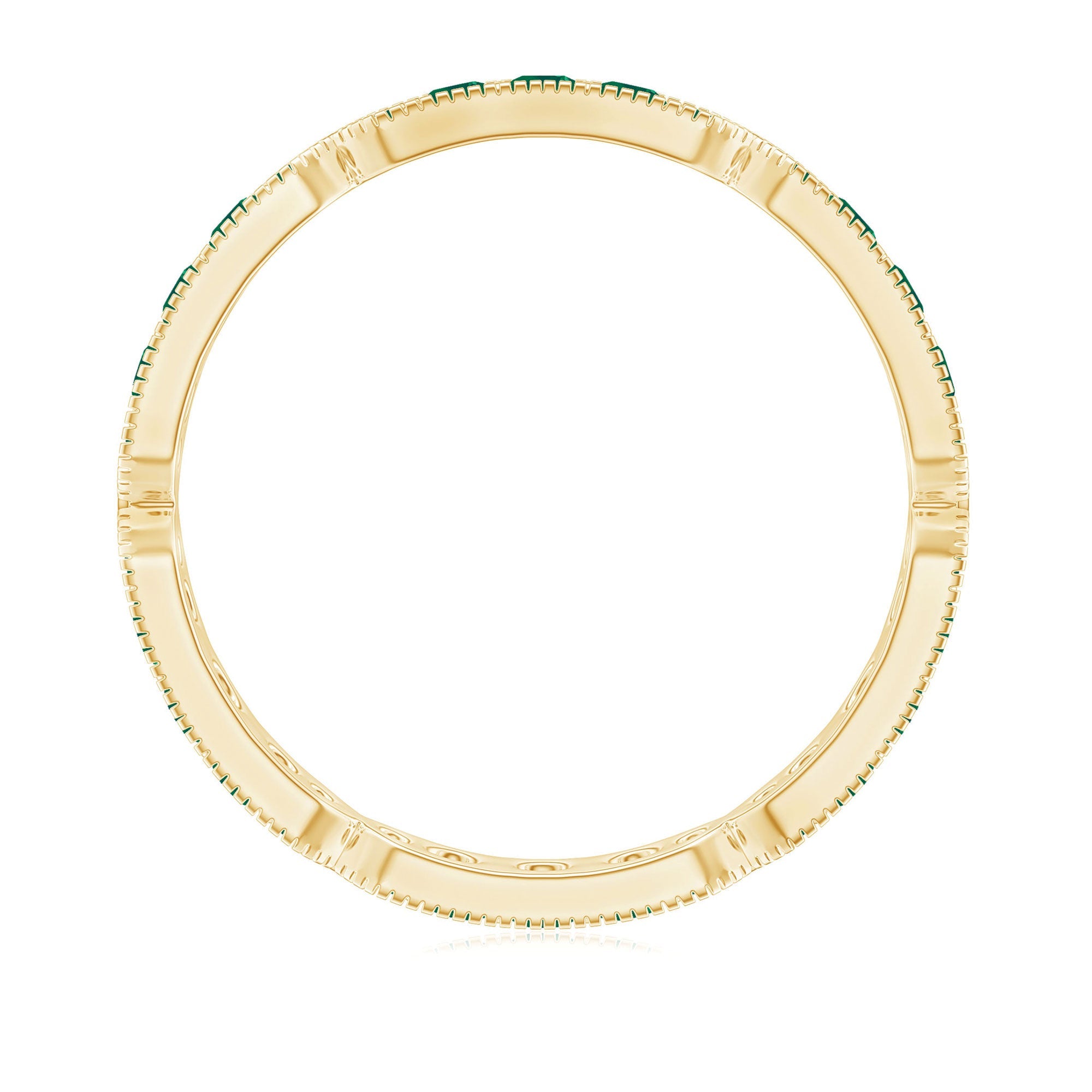 Natural Emerald Eternity Wedding Band with Milgrain Detail
