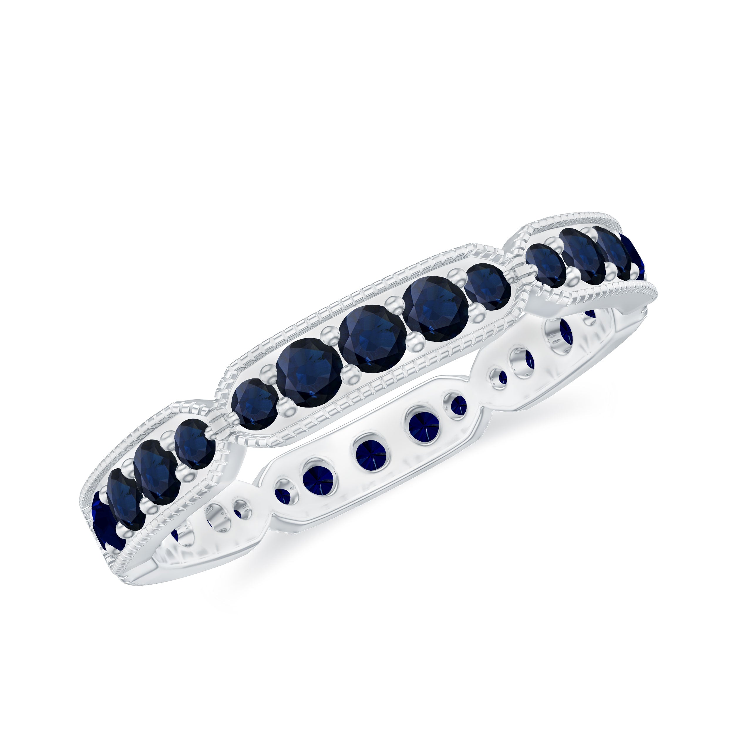 Real Blue Sapphire Eternity Ring for Women