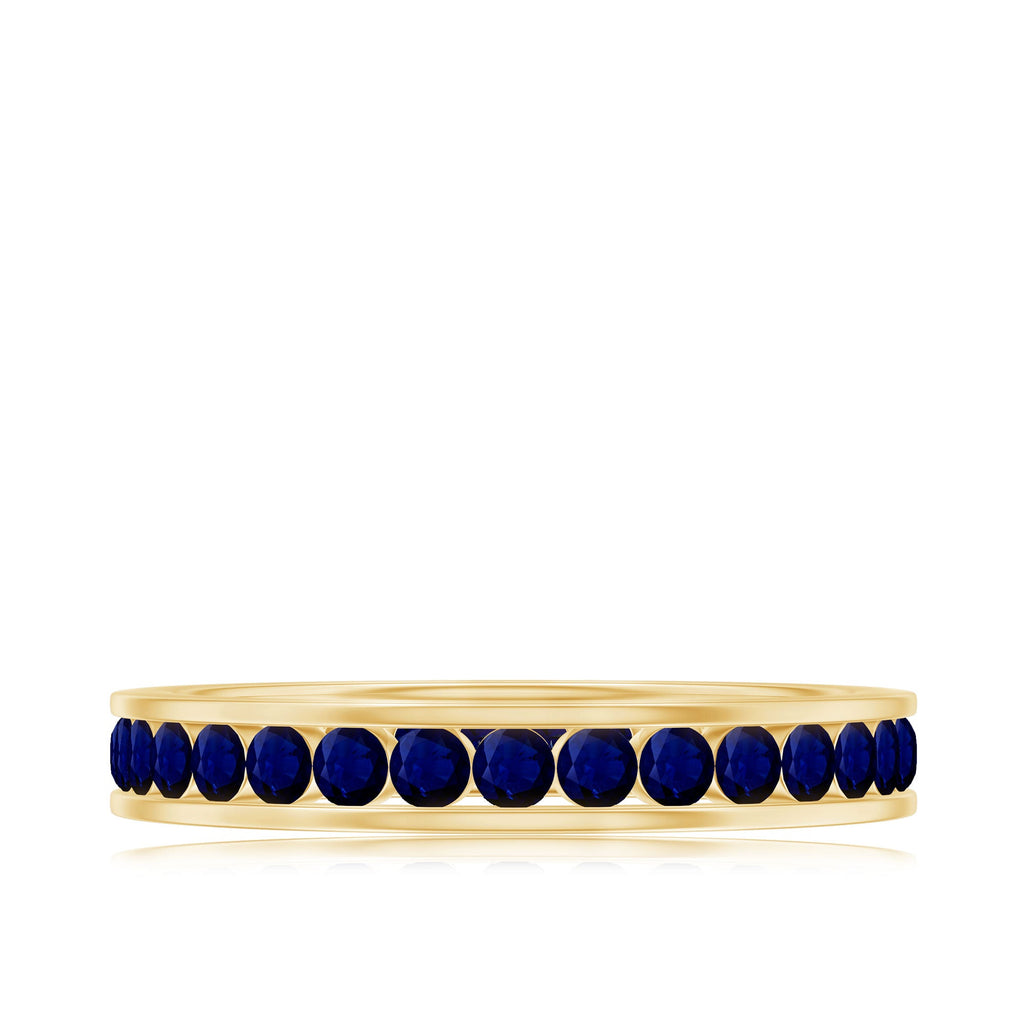 Natural Blue Sapphire Eternity Stackable Ring for Women