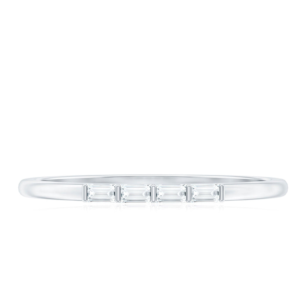Baguette Cut Diamond Stackable Ring in Bar Setting