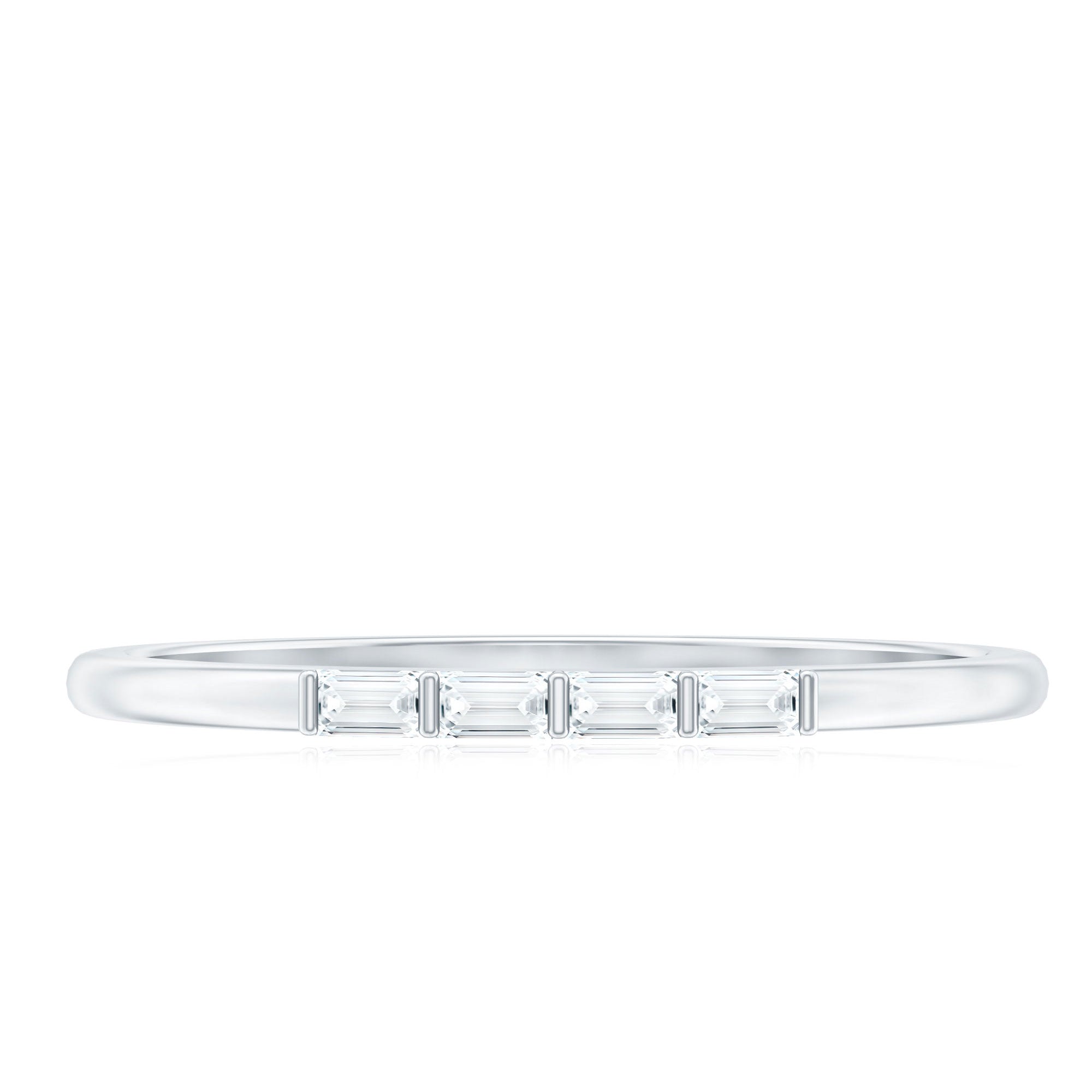 Baguette Cut Diamond Stackable Ring in Bar Setting