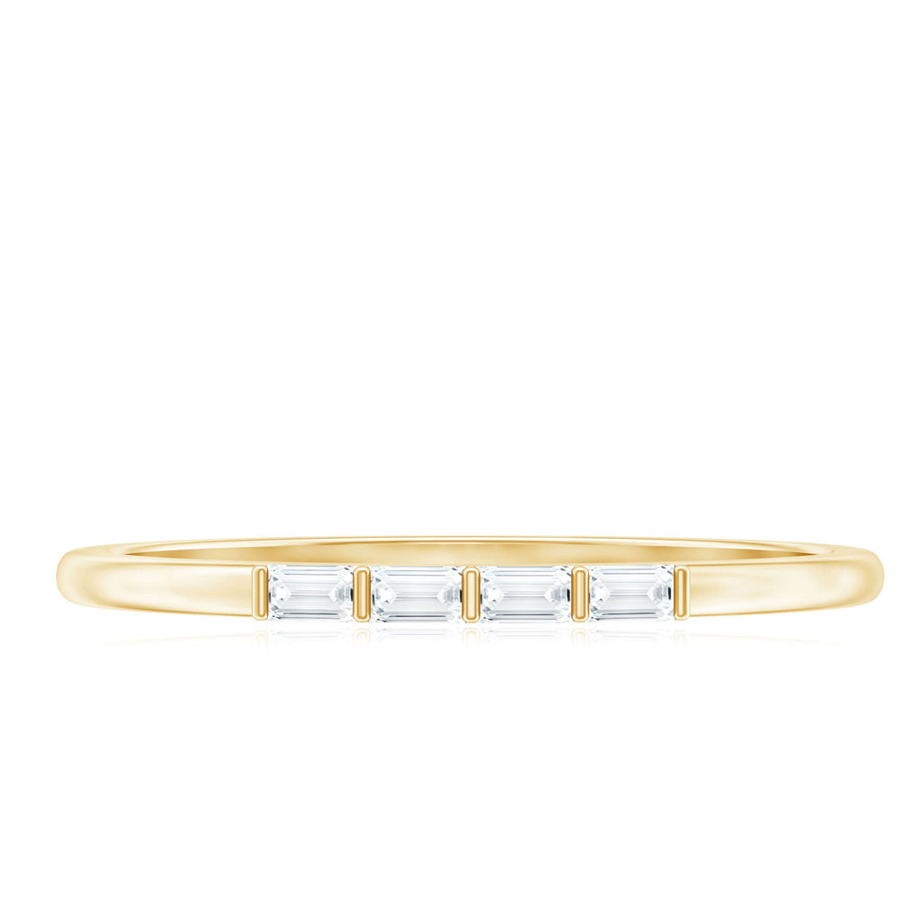 Baguette Cut Diamond Stackable Ring in Bar Setting