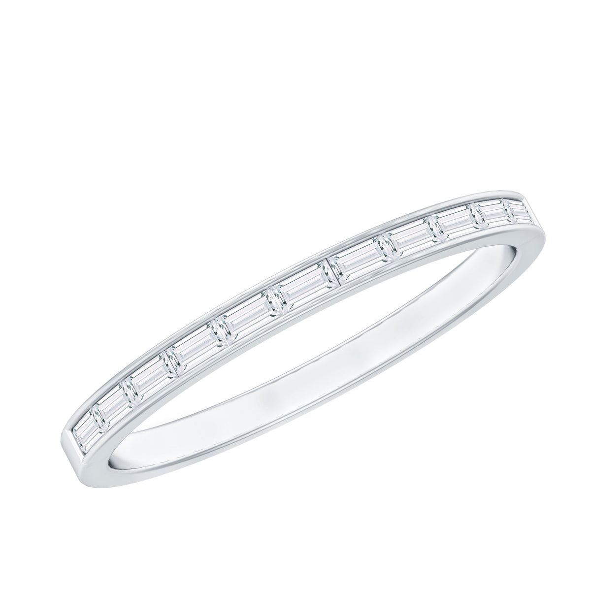 Baguette Diamond Half Eternity Stackable Ring in Channel Setting