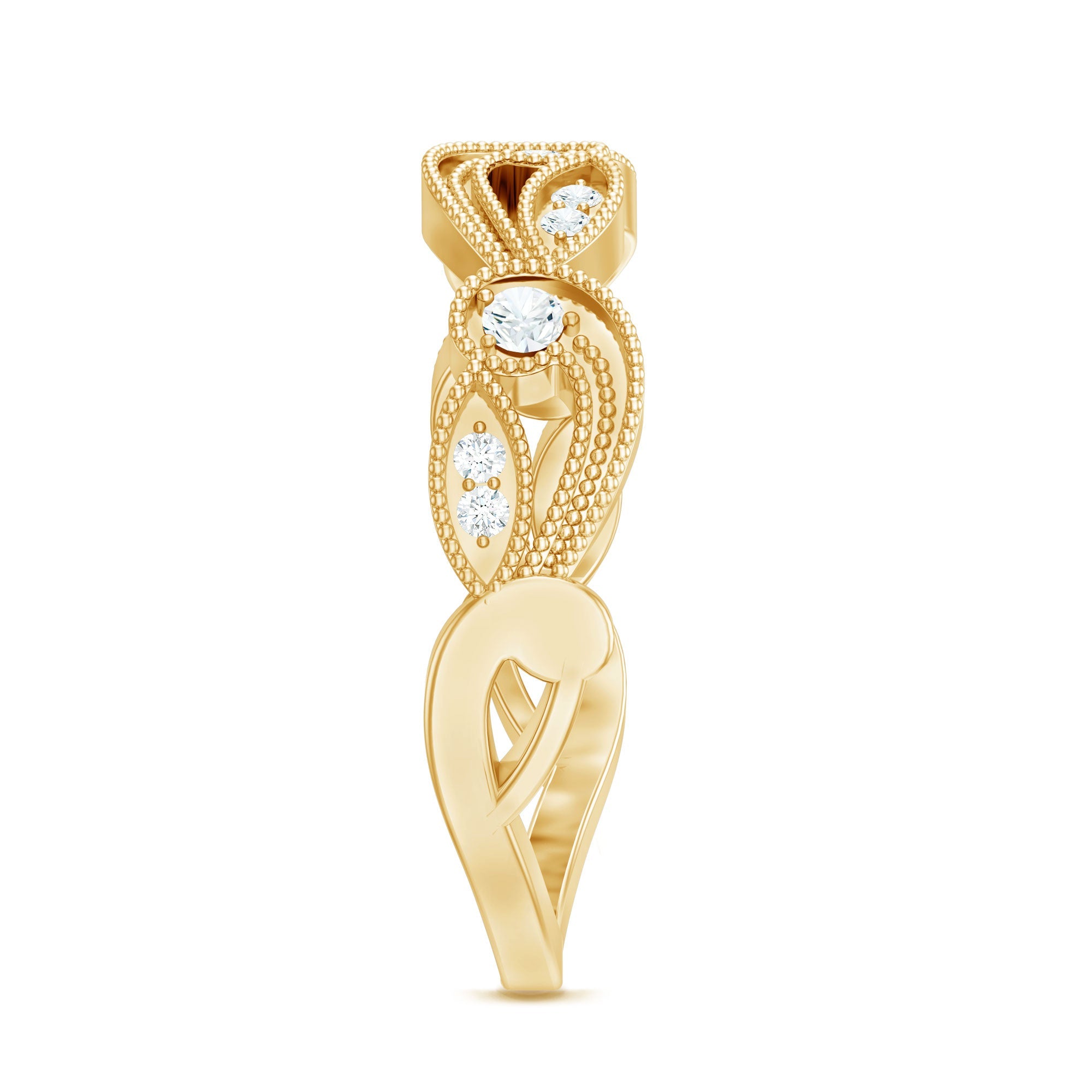 Diamond Band Ring with Milgrain Details