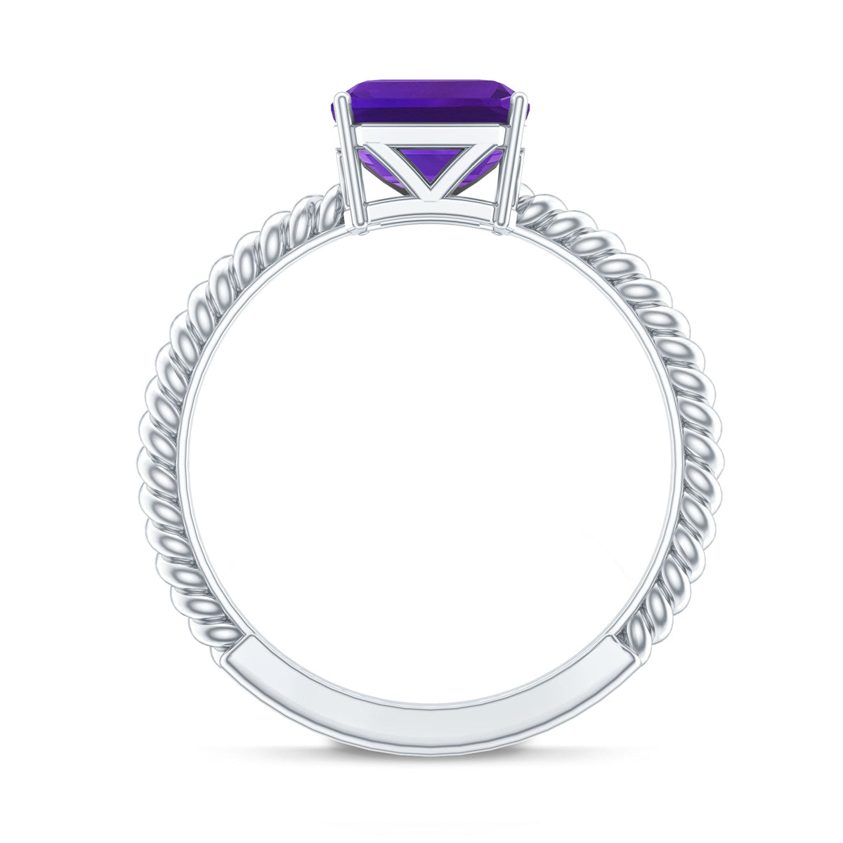 3 Carat Asscher Cut Amethyst Engagement Ring with Twisted Rope