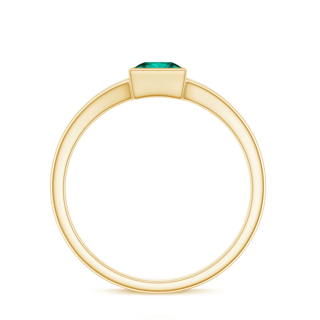0.5 Carat Princess Cut Lab Grown Emerald Solitaire Ring with Split Shank