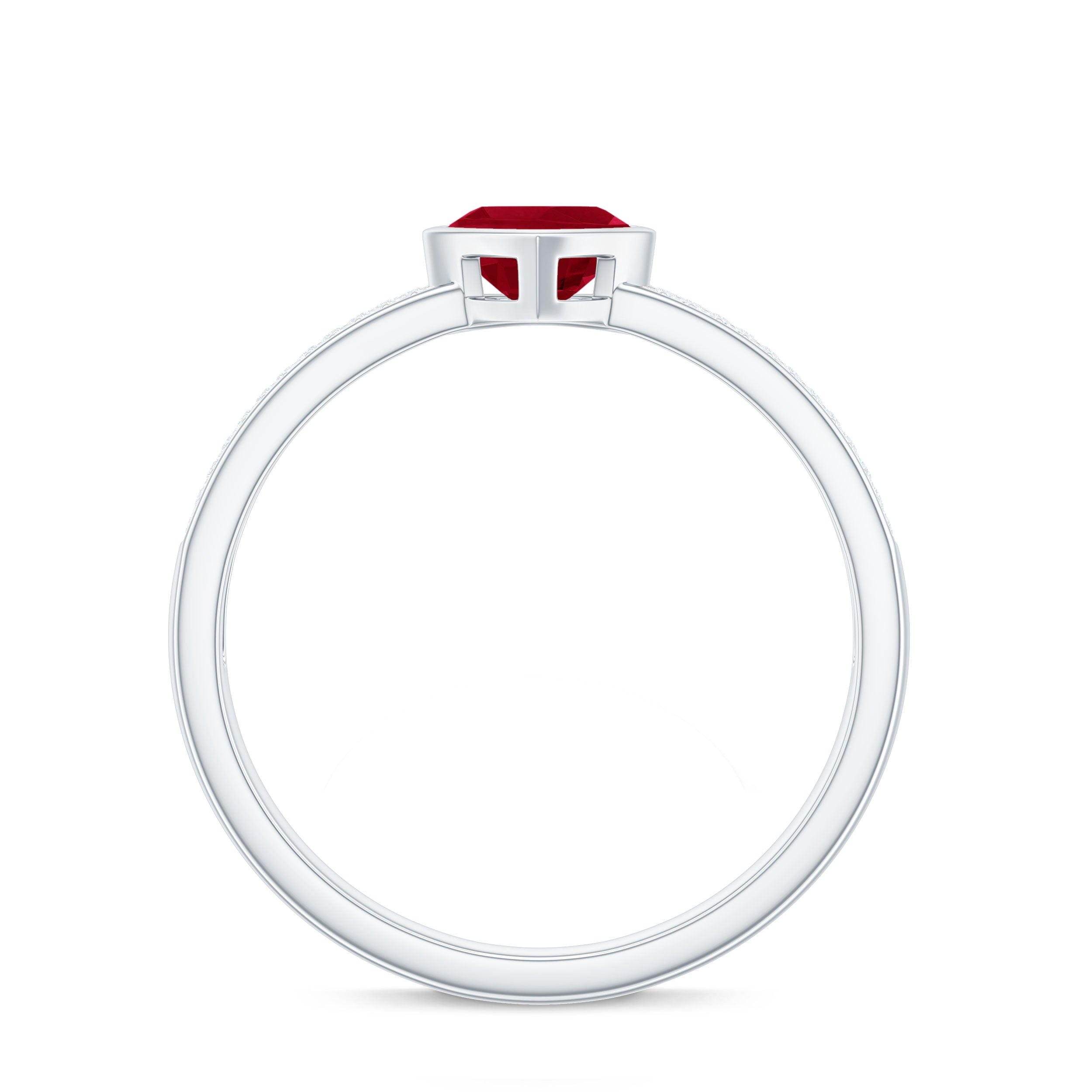 Genuine 0.6 Carat Ruby Heart Engagement Ring with Diamond