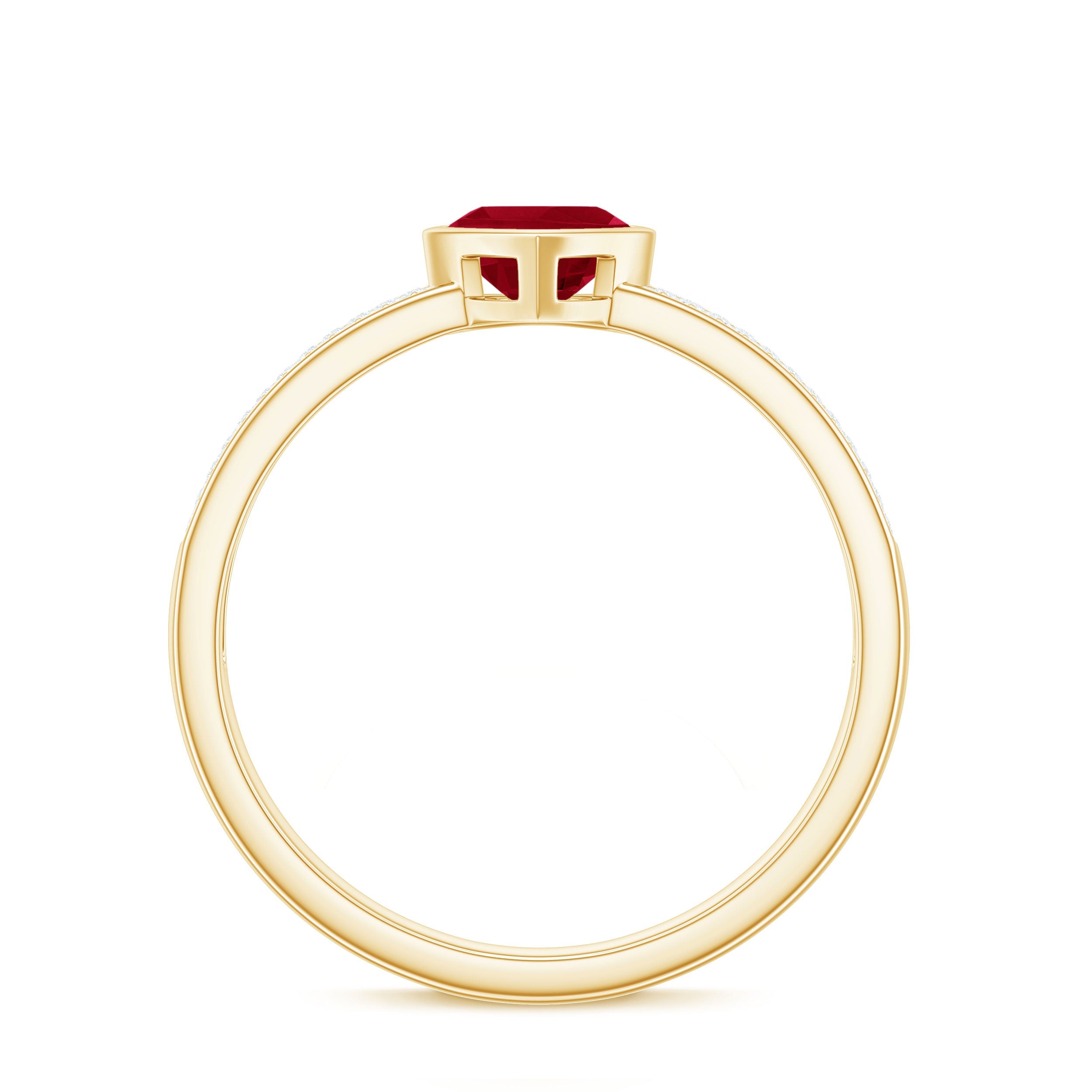 Genuine 0.6 Carat Ruby Heart Engagement Ring with Diamond