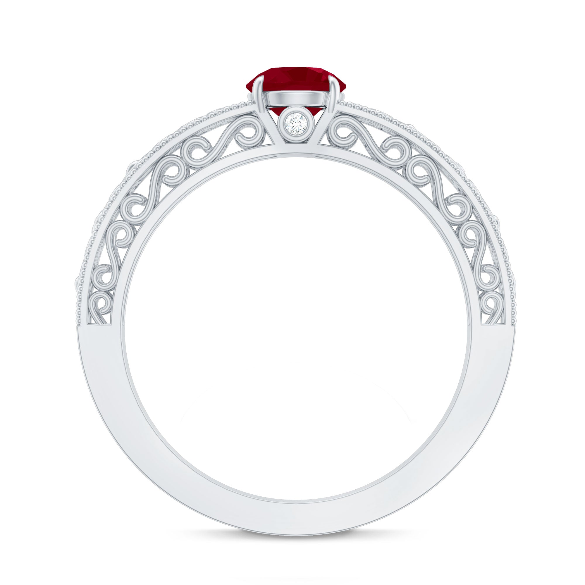 Vintage Inspired Ruby Engagement Ring with Surprise Diamond