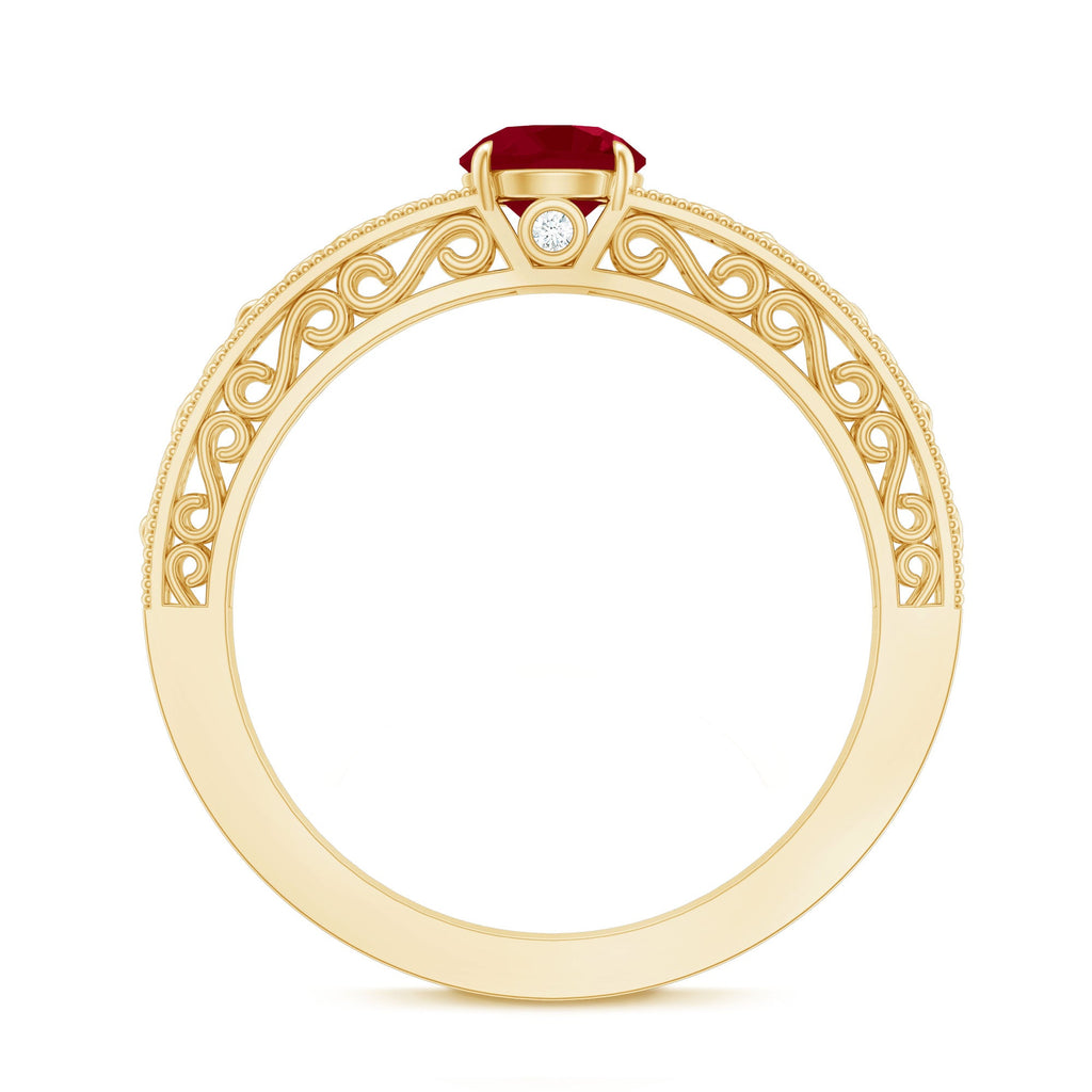 Vintage Inspired Ruby Engagement Ring with Surprise Diamond