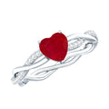 Natural 0.6 Carat Ruby Heart Engagement Ring with Diamond Braided Shank