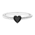 Heart Shape Solitaire Lab Grown Black Diamond Ring with Twisted Rope