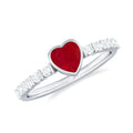 Real 0.6 Carat Ruby Heart Promise Ring with Diamond