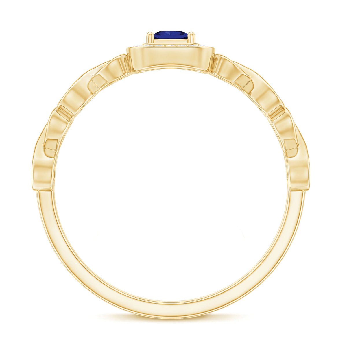 Certified Lab Blue Sapphire Diamond Promise Ring with Infinity Heart Shank