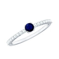 Genuine Blue Sapphire Promise Ring with Diamond