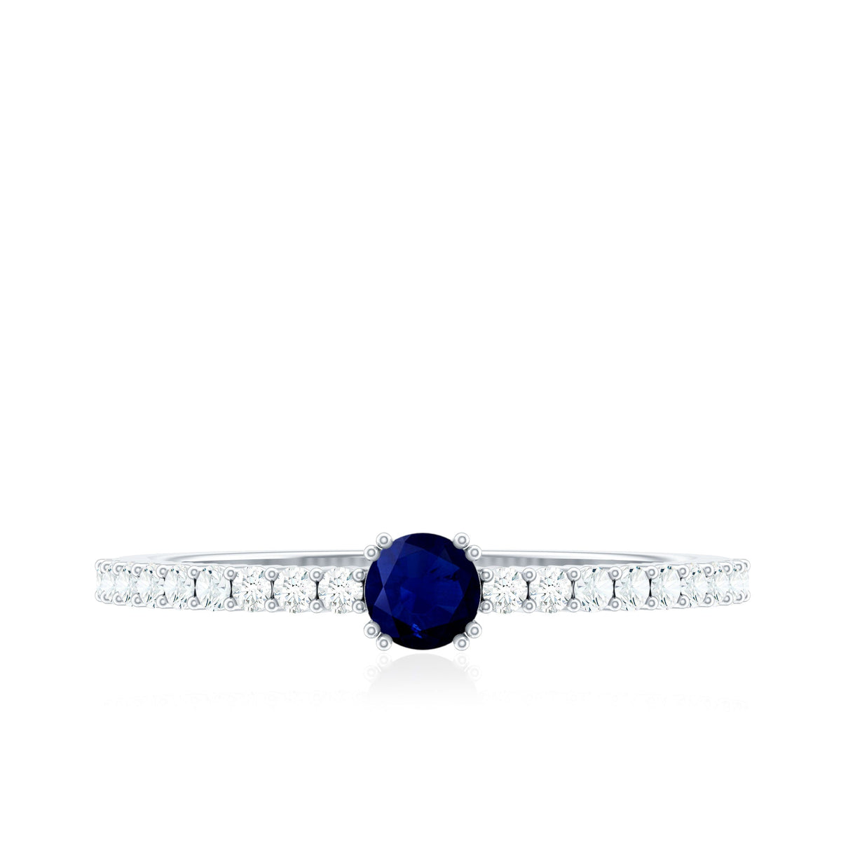 Genuine Blue Sapphire Promise Ring with Diamond