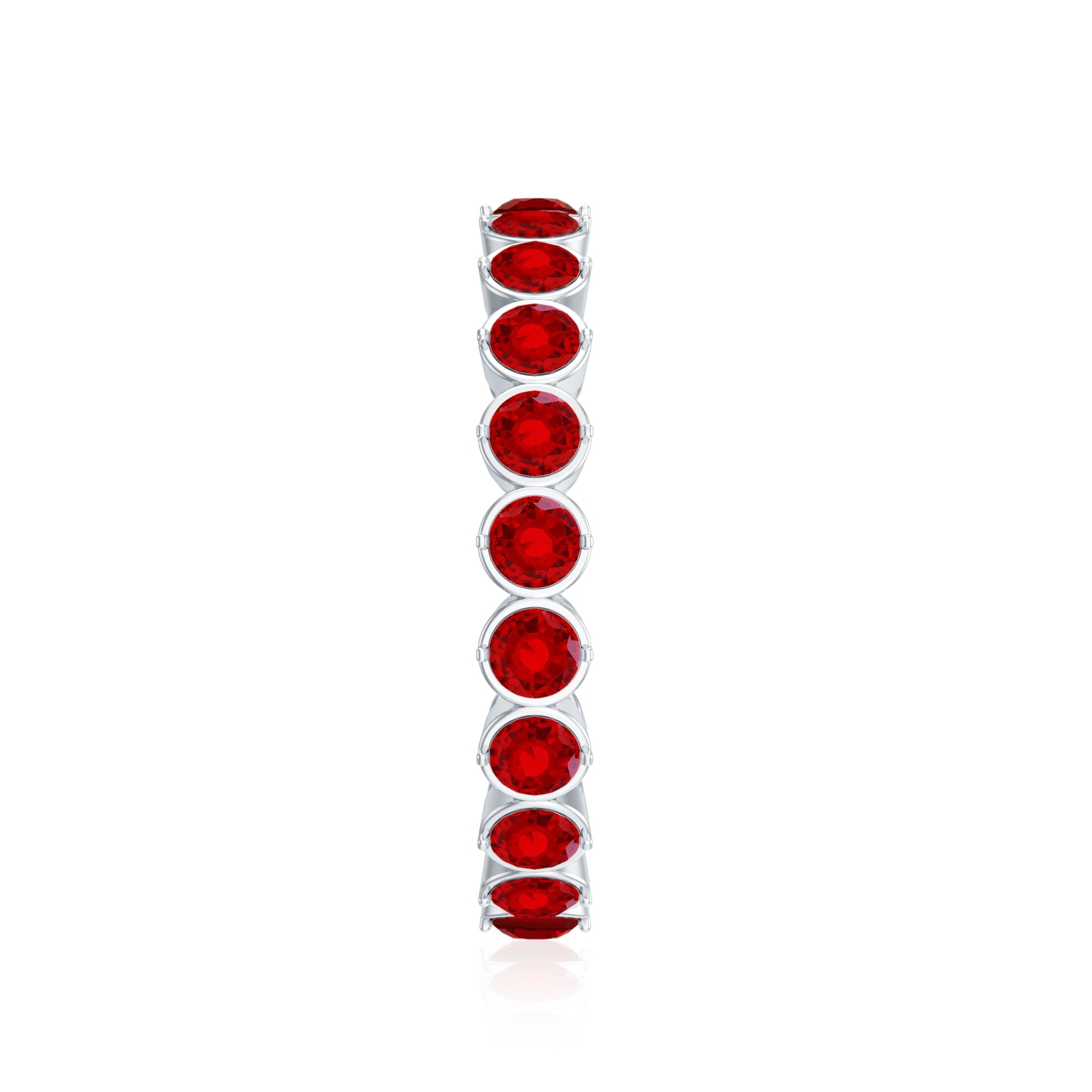Round Lab Created Ruby Full Eternity Ring in Prong Setting