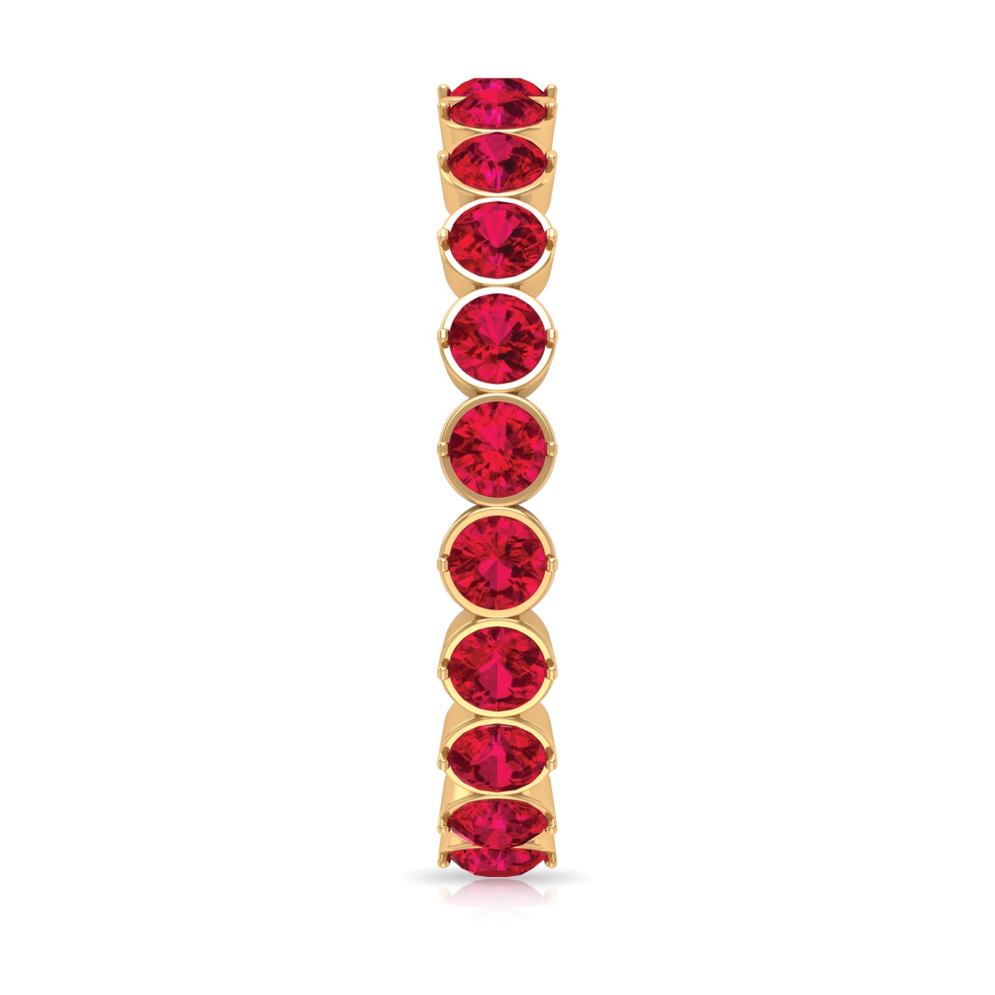 Round Lab Created Ruby Full Eternity Ring in Prong Setting